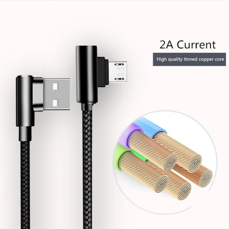90 Degree Angle Fast Charge Micro USB Cable Sync Cord Charger for Samsung Galaxy gallery
