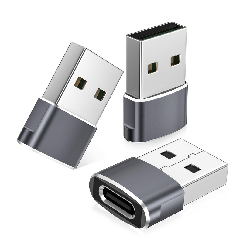 Basesailor USB to C Adapter,USBC Female A Male 3 pcs, Gray
