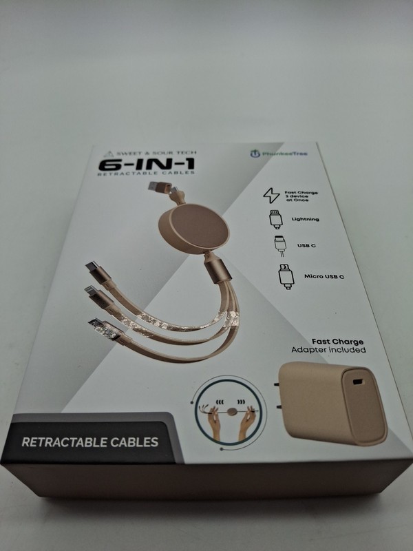 NEW Phunkee Tree 6-In-1 Retractable Cable SWEET SOUR TECH W/ FAST CHARGE ADAPTER gallery