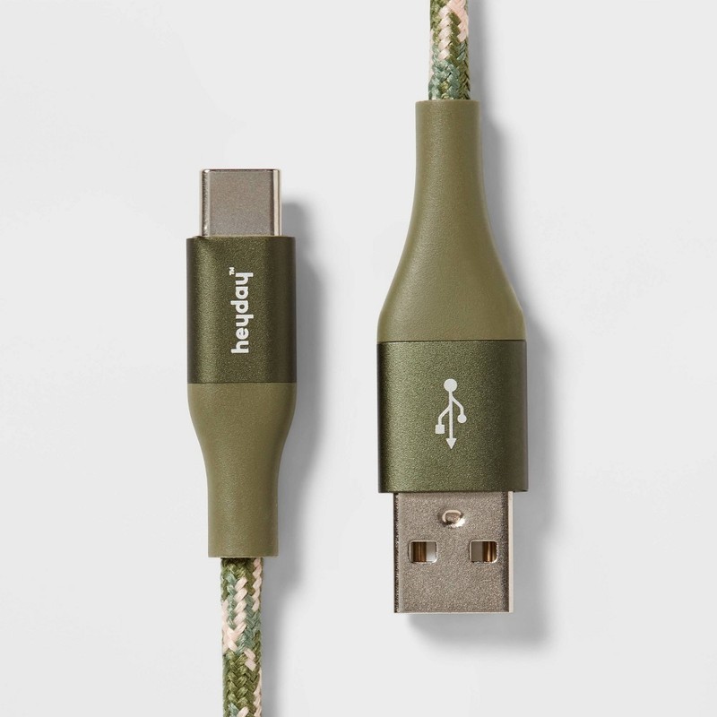 USB-C to USB-a Fast Charging Braided Cable – Heyday Olive Green