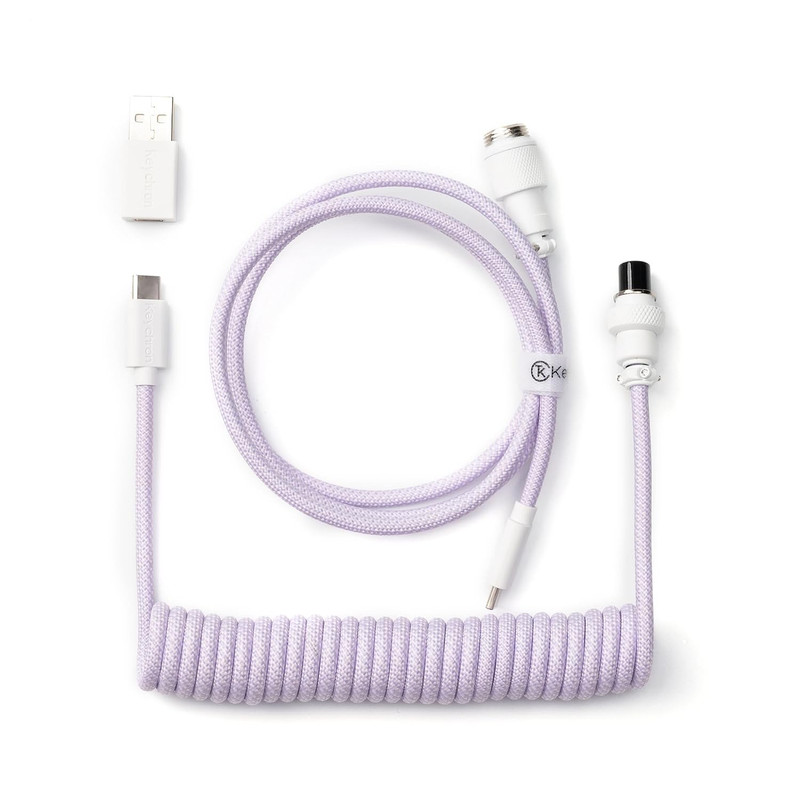 8KHz Coiled USB C Cable for Mechanical Keyboards GX12 5-Pin Aviator Connector