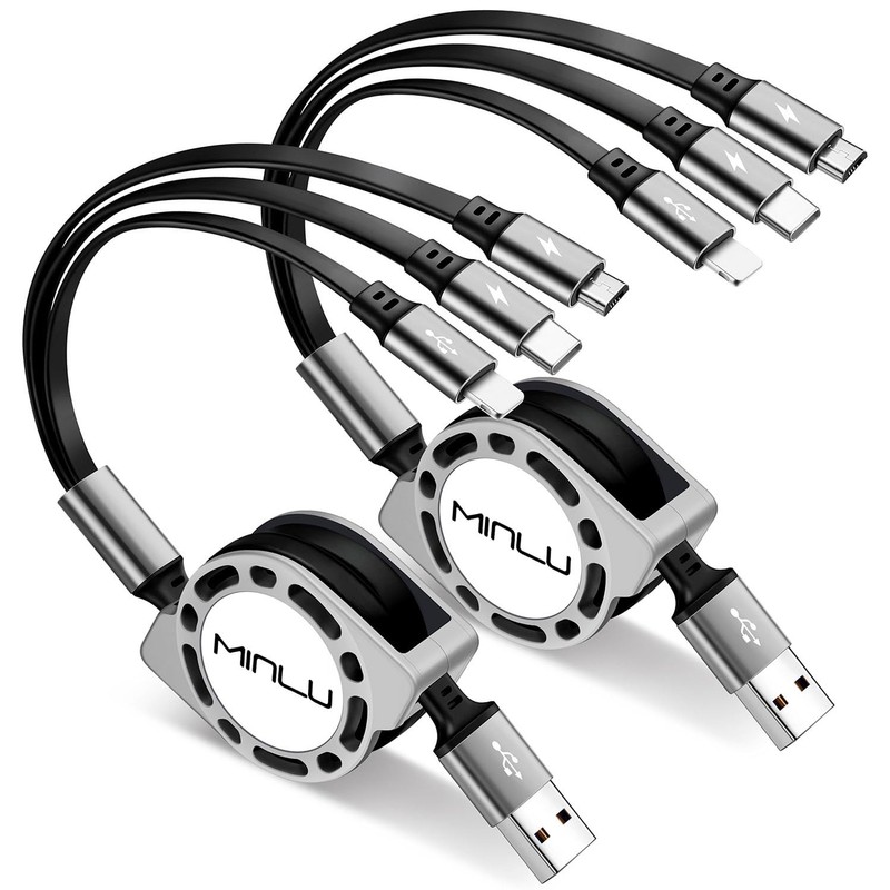 Multi Charging Cable 4ft 3 in 1 Retractable USB Cable Fast Charger