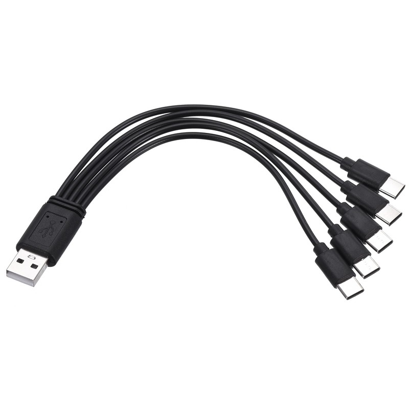 Multi Charging Cable, 5 in 1 USB A to USB Type C Splitter 8", Black
