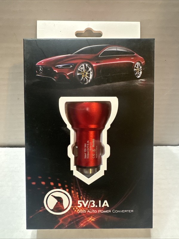 scanoisc 5V/3.1A 2 Port USB Power Converter Red