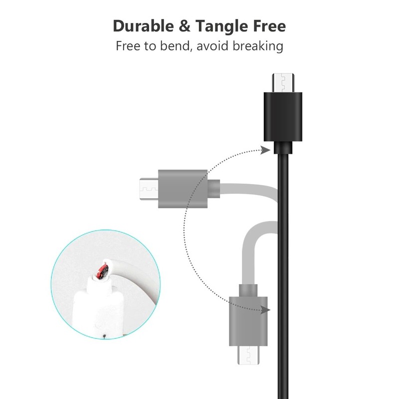 2x Black Micro USB Charge + Data Cable 3ft Long for Samsung Galaxy S5/S6/S7/Edge gallery