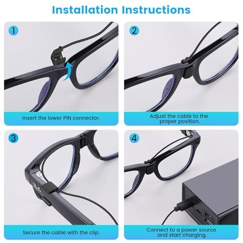 Type-C Charging Cable for Meta Wayfarer RW4006/4008 & Gen 2 RW4012 - Clip-On, Ch gallery