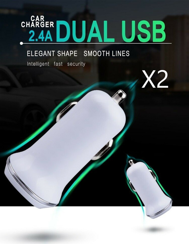 2 Fast Car Charger with Dual USB Ports For APPLE, SAMSUNG, LG, MOTOROLA & more.