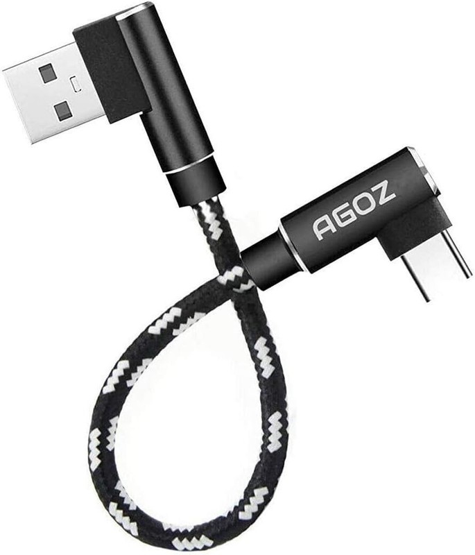 90 Degree Elbow USB A to USB C Cable - 6 Inch Nylon for DJI & Samsung Devices gallery