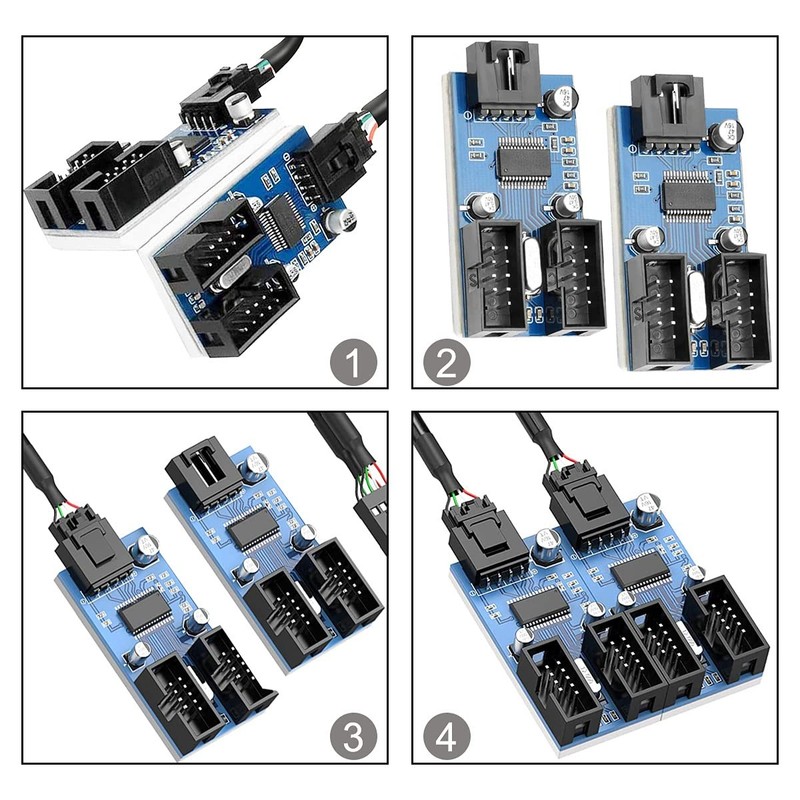 9 Pin USB Header 1 to 4 Female Extension Splitter, USB 2.0 Splitter Cable Con... gallery