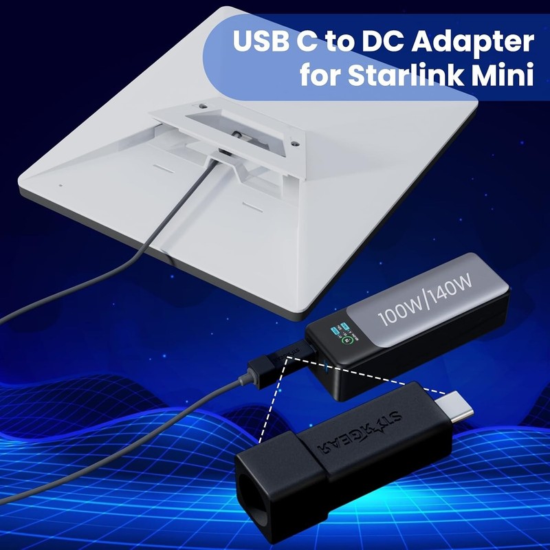 Starlink Mini Power Cable Adapter, USB C Male to DC Female gallery