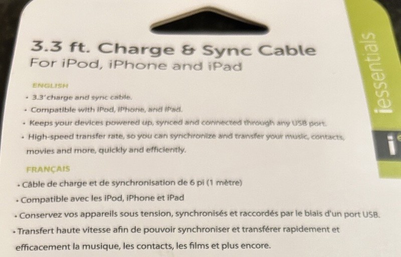 iEssentials Charge & Sync Pink USB Cable 3.3 Foot iPhone, iPod, iPad gallery