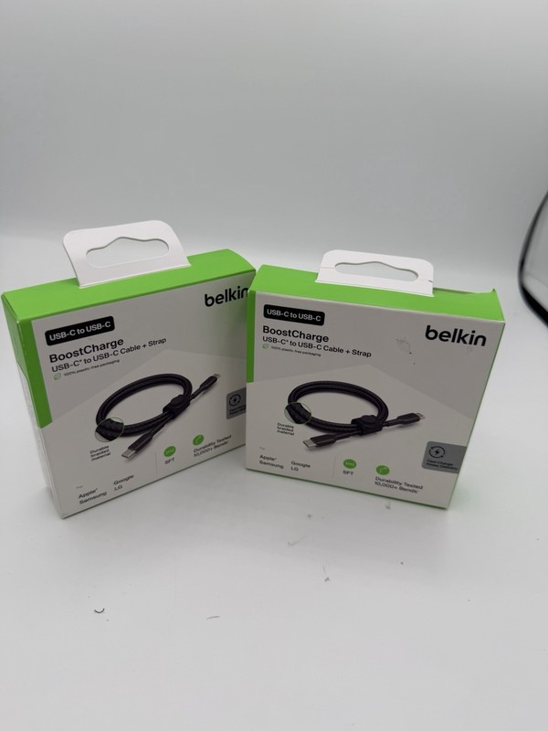 2-Pack Belkin BoostCharge 5ft Braided USB-C to USB-C Charging Cables New Sealed gallery