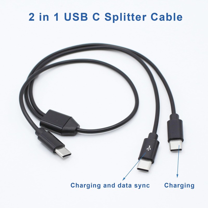 2 in 1 USB Type C Splitter Cable,USB C Male to 2 USB C Male Data Snyc and Cha... gallery
