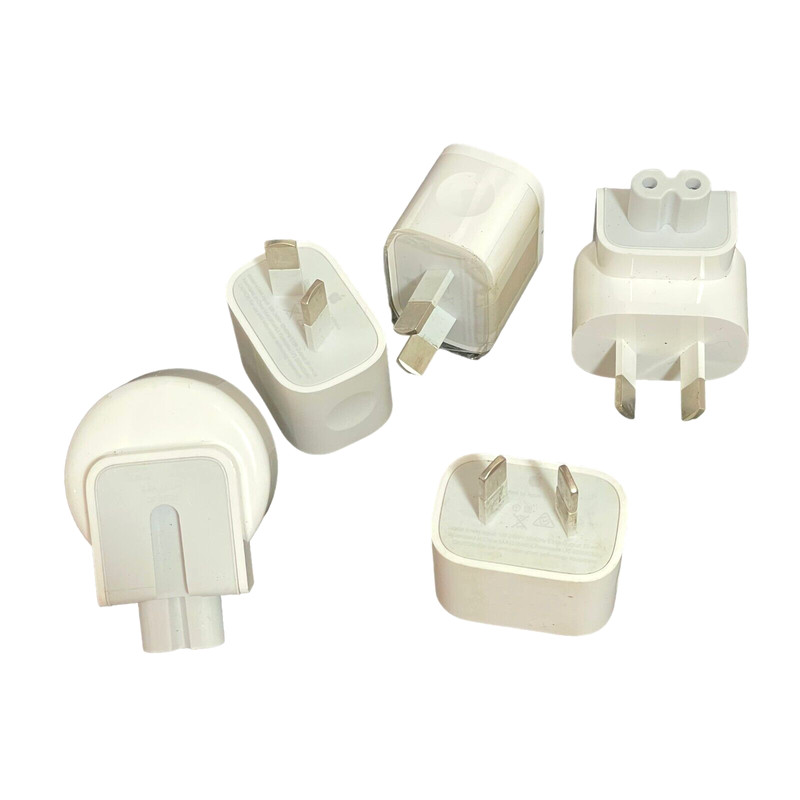 5 Various Adapters Inc 3 Genuine Apple USB Adapters And 2 Two Pin Adapters