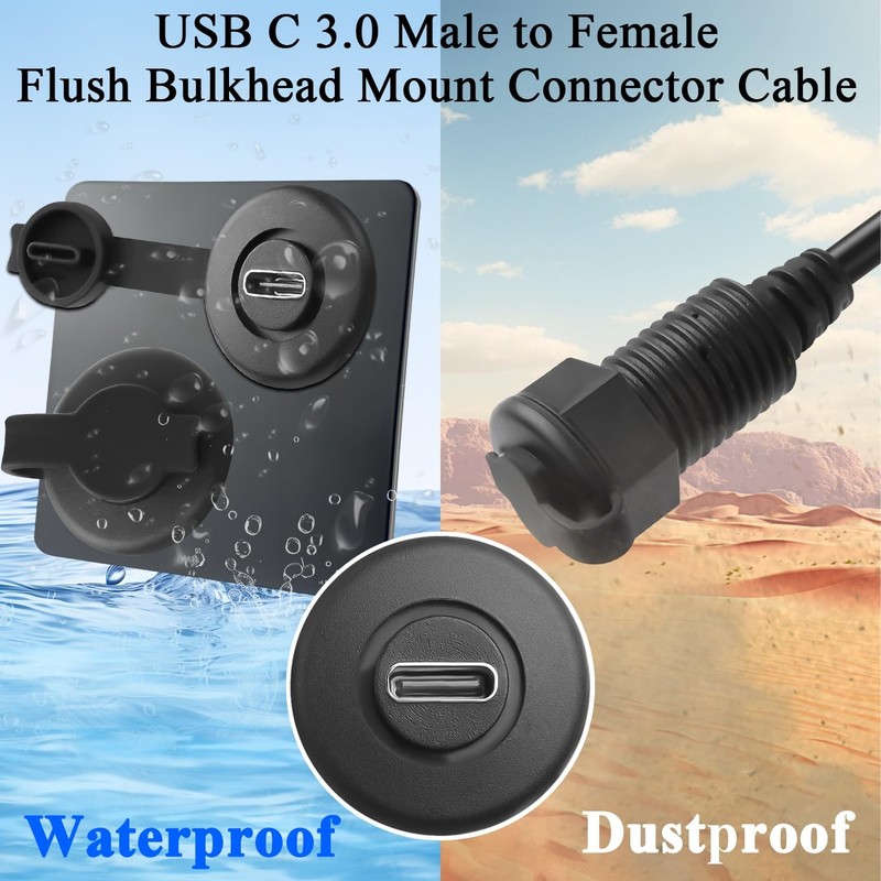 5Gbps USB Threaded Fixed Short Cable USB 3.0 to Female Embedded Charging Data... gallery