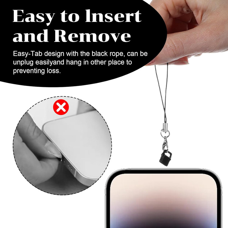 10 Pcs USB C Port Cover, Phone USB C Dust Plug Charm with Tab Lanyard Cleaning B gallery
