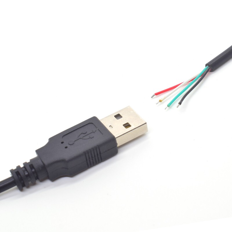 20x 50cm USB 2.0 A male 4-Pin 4 wire Power Pigtail Bare Cable DIY 22AWG 5V/3A