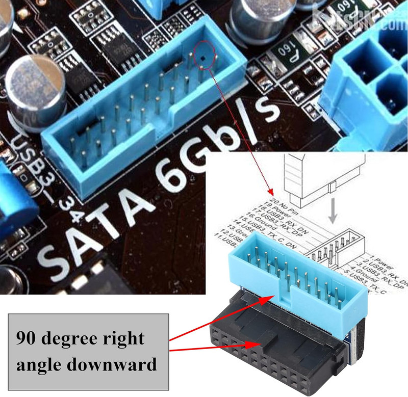 2 Pack down Right Angle USB 3.0 19-Pin Connector 90 Degree 19Pin/20Pin 3.0 USB gallery