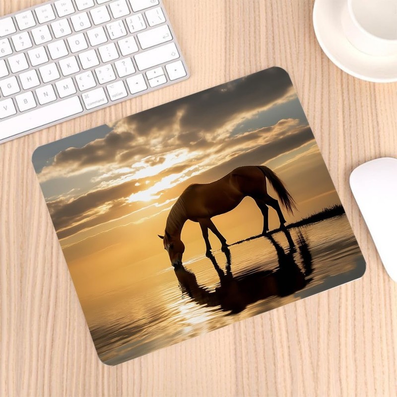 Gaming Mouse Pad Horse Nature Scenic Photo Non-Slip Rubber Mouse Pad for Comp... gallery