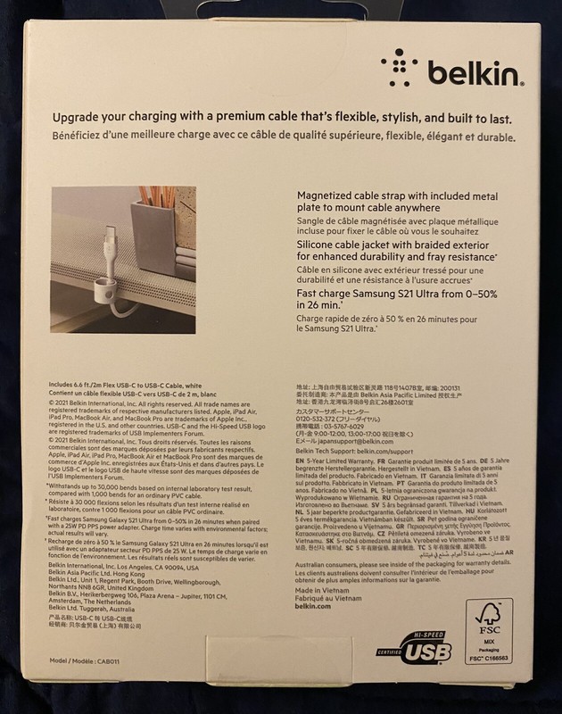 Belkin Boost Charge Pro C Cable with Lightning Connector+Strap 6.6 ft 2 m gallery