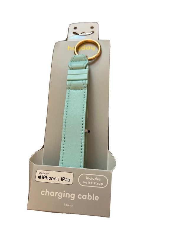 heyday™ Wrist Strap with 8″ Lightning to USB-A Charging Cable Teal for iphone