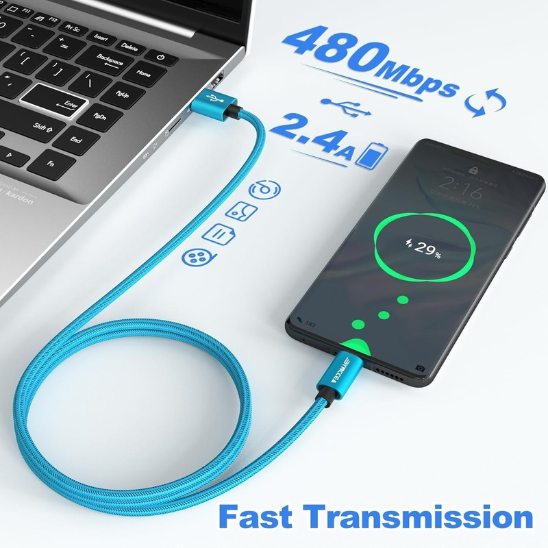 USB Cable C to USB A 10ft-5 Pack USB Type C Cable Fast Charging Nylon Braided... gallery