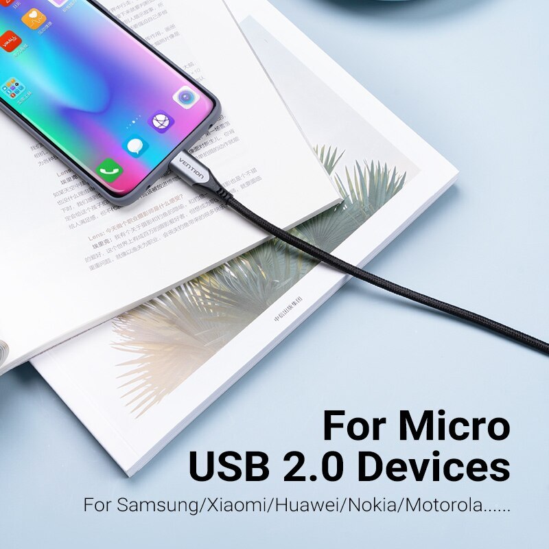 2 Pack Micro USB Cable 3A Nylon Fast Charging USB Cable for Xiaomi Samsung HTC gallery