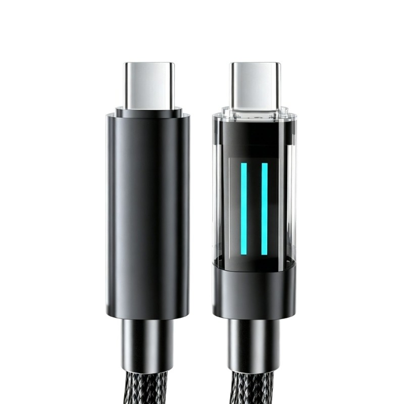 Black Fast Charging Cable 100W with Clear Light Tip for Daily Device Use gallery