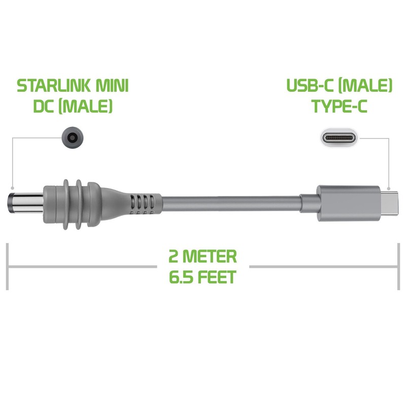 Cellet 2-Meter/6.6-Feet USB-C to DC Power Cable Compatible with Starlink mini gallery