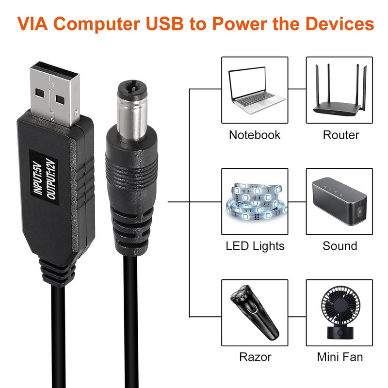Luxury USB to DC Power Cable - 5V to 12V Boost with 8 Interchangeable Plugs gallery