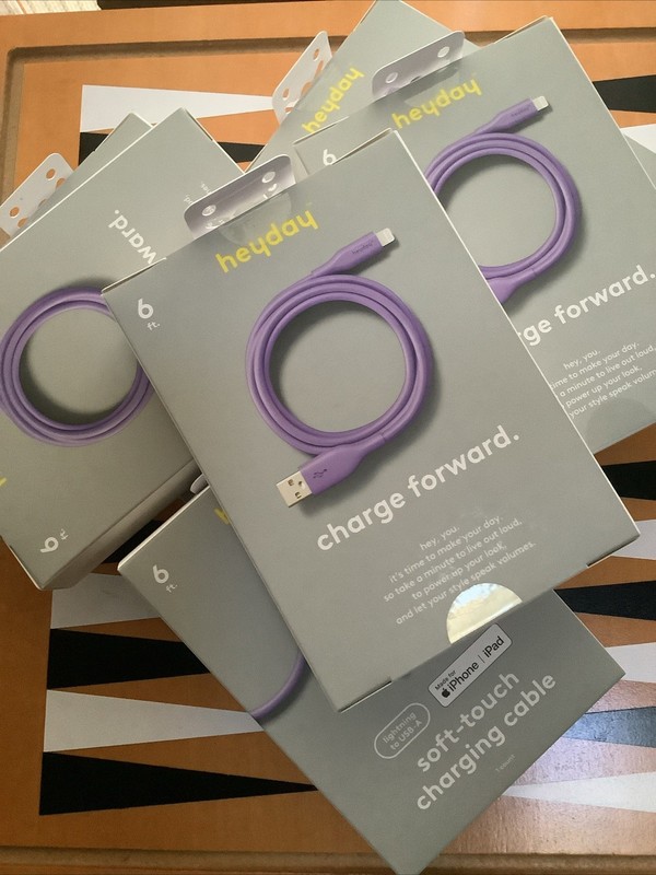 Heyday 6 Ft. USB-A To USB-C Soft Touch Charging Cables Purple New BOX Of Twelve gallery