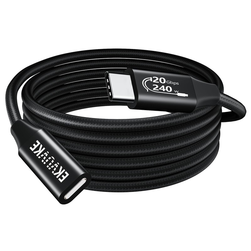 USB C Extension Cable [20Gbps/240W/4K@60Hz] 6.6FT, 3.2 6.6 Feet, Black gallery