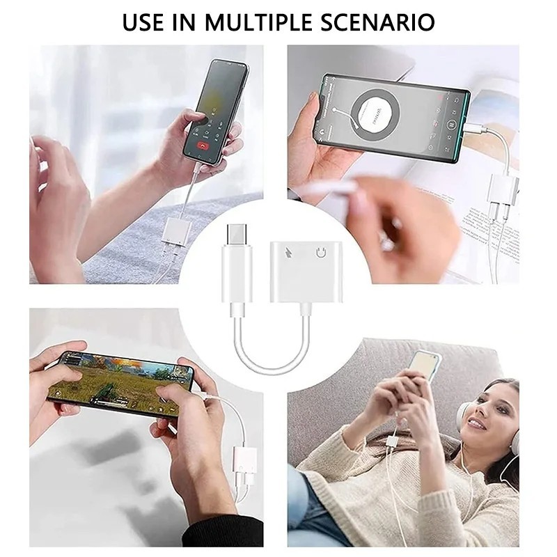 2 IN 1 Headphone Adapter Jack 8 Pin Data to 3.5mm AUX Cord Splitter,Compatible w gallery
