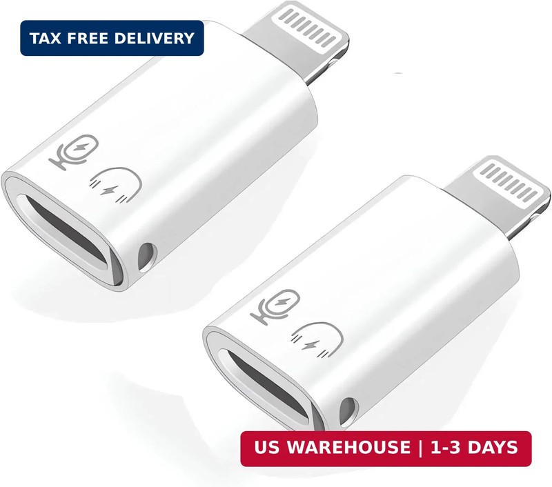 [Apple MFi Certified] 2 Pack Lightning Male to USB C Female Headphones Adapter,L