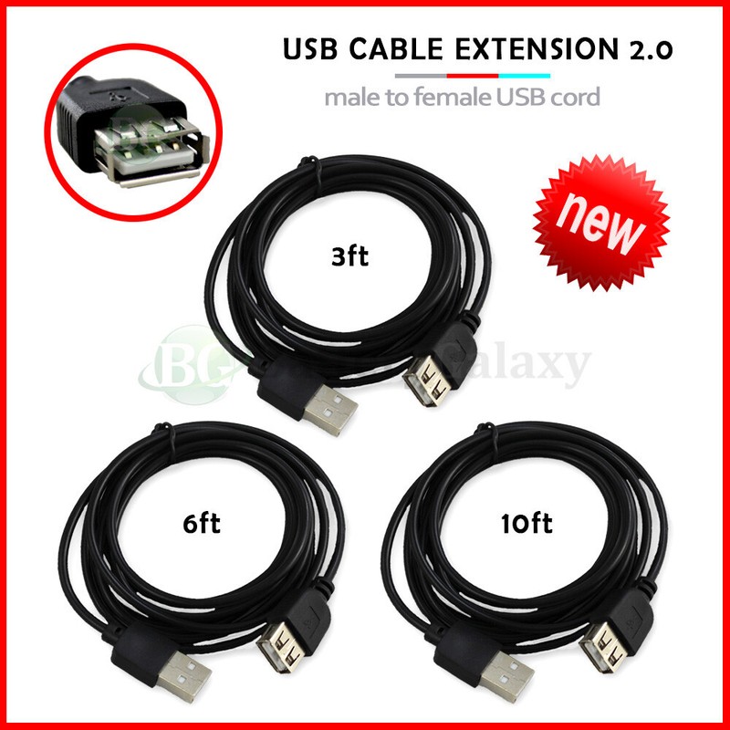 Lot 1-100 USB Male to Female Extension Data Charger Cable Cord Adapter 3' 6' 10'