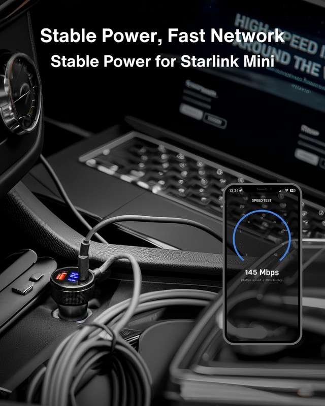 Car Charger Cable for Starlink Mini 10FT/3M with Display - 60W DC + 33W Dual ... gallery