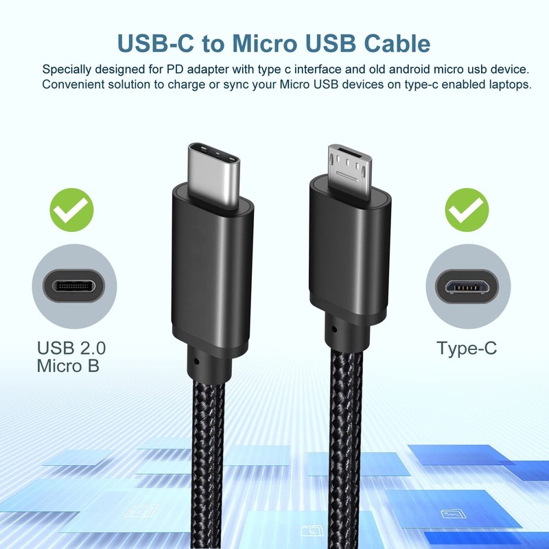USB C to Micro USB Cable 1FT 3Pack Braided USBC to Micro USB Charging CableTy... gallery