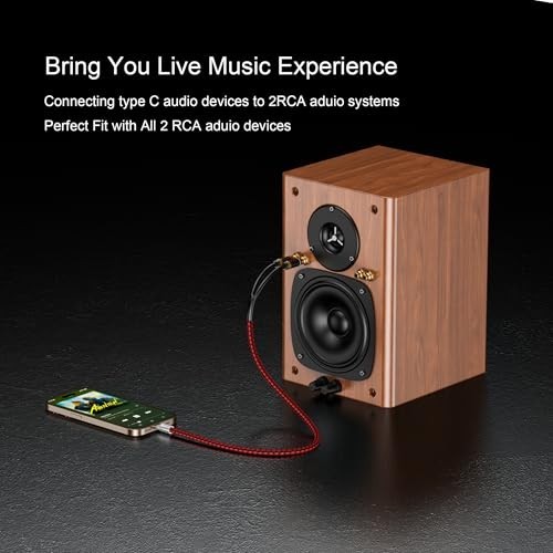 USB C to RCA Audio Cable 2.5FT - Type C to 2RCA Male Adapter for Home Theater, D gallery