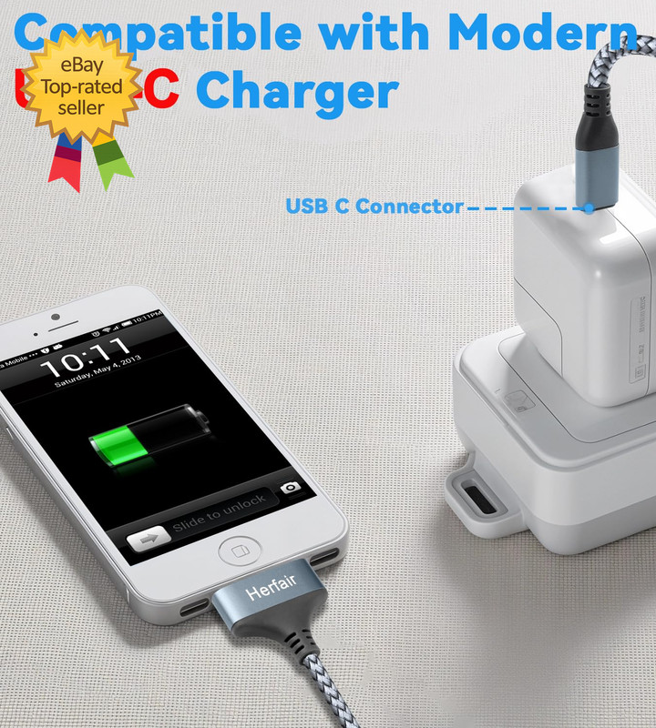 USB C to 30 Pin Charger Cable Nylon Braided Modern Charging Cord Compatible gallery