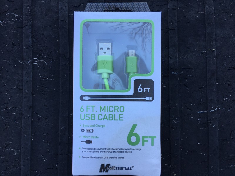Mobil Essentials Green 6 Ft Micro USB Cord Charging Sync Android Devices