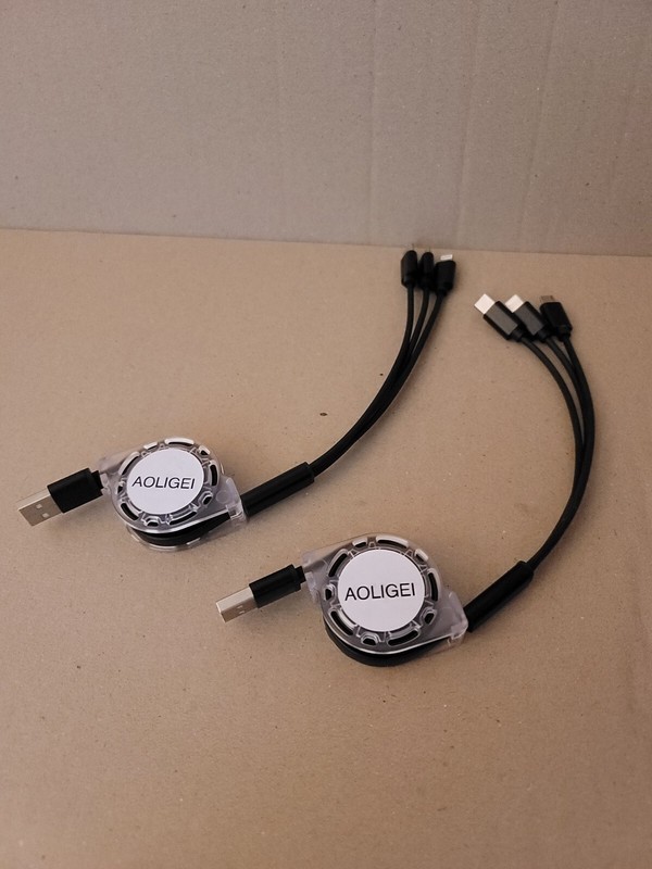 Retractable Charging Cord 3 in 1 including USB-C, Micro USB, etc. (2 Pack)