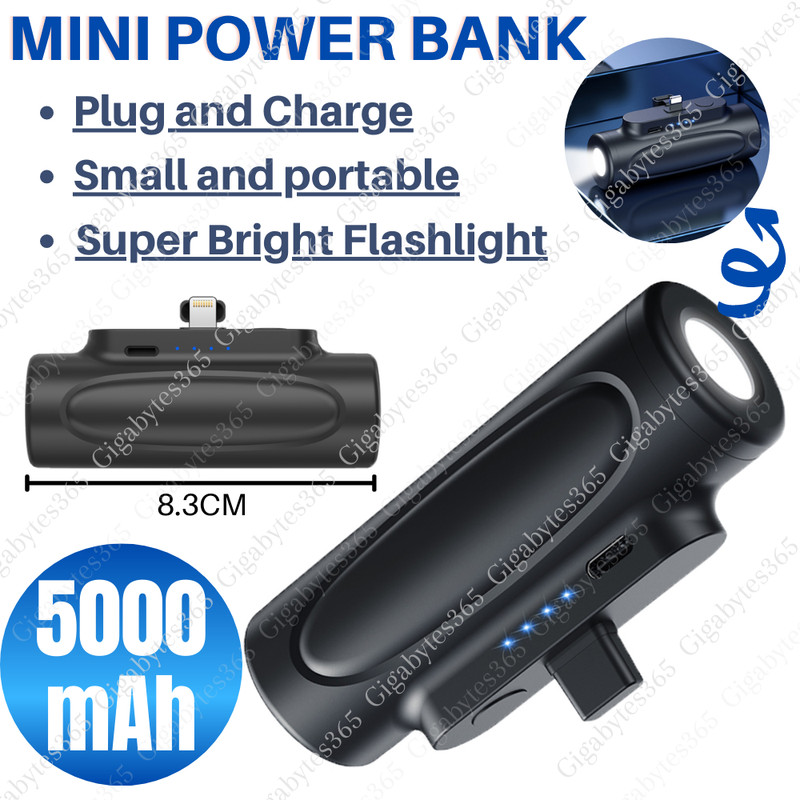 5000mAh Wireless Mini Power Bank Portable With Flashlight For iPhone iPad Airpod