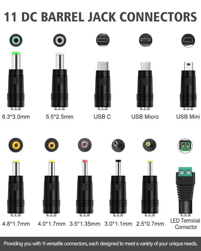 USB to DC 5V Power Cable, Universal DC 5.5X2.1Mm Plug Charging Cord with 11 Conn gallery