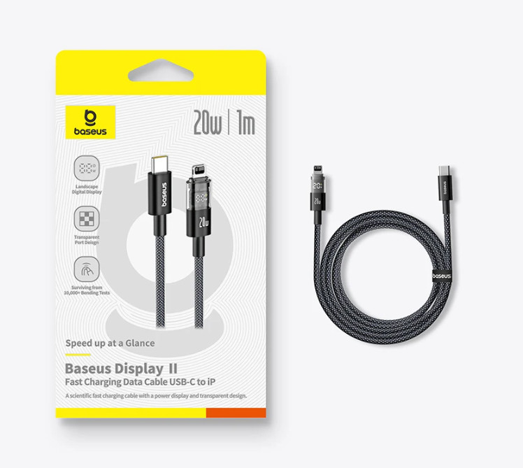 Baseus 20W USB C Cable LED Display Fast Charging Cable For iPhone 14 13 12 iPad