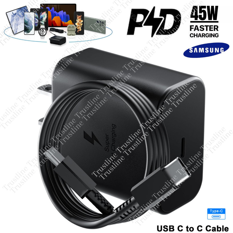 45W Super Fast Charger PD Adapter 5A USB C To C Cable For Samsung Note20 S20 S10