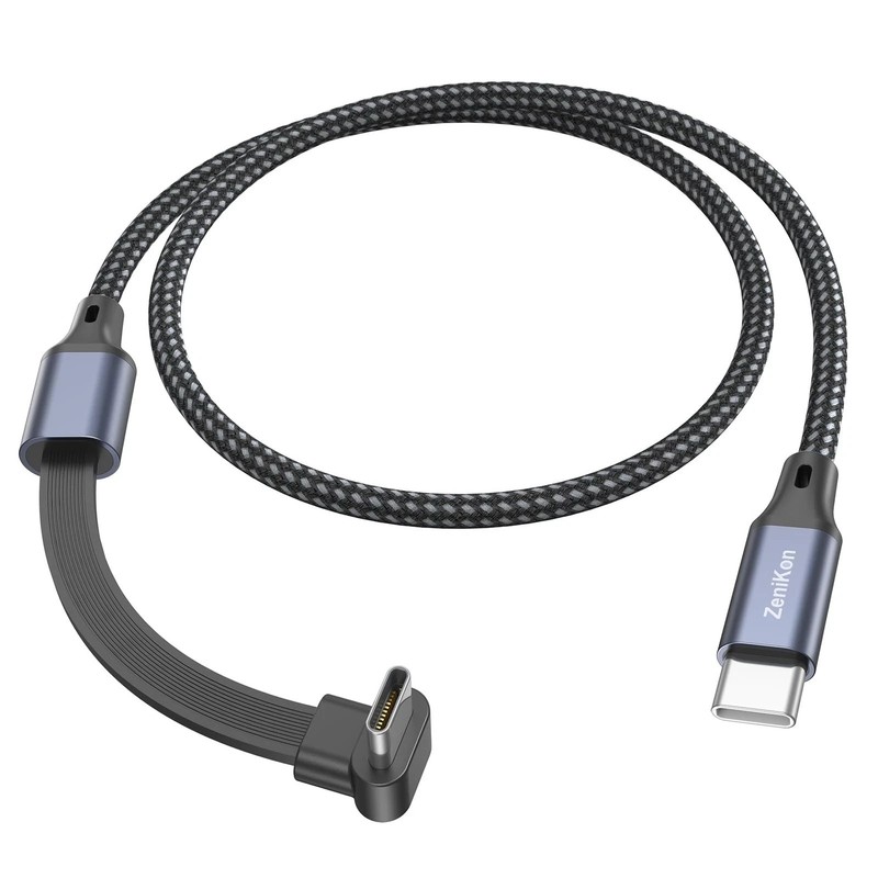 90 Degree USB C Cable 1FT, Right Angle USB C Cable Flat 60W Fast Charging Nyl...