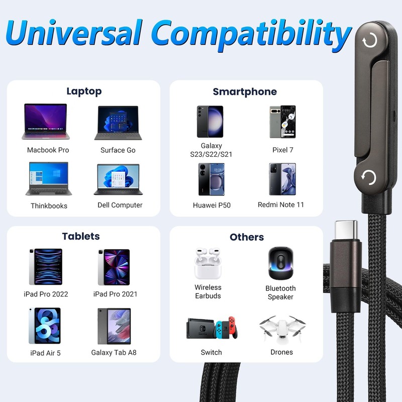 Foluu 2 in 1 Invisible Holder Charger Cable with Stand, 240w Super Fast 2 Pcs gallery