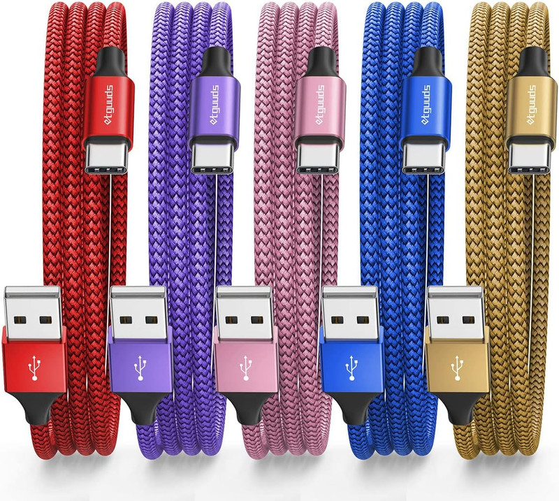USB C Cable 10Ft, 5-Pack USB to USB C Charger Cable, Fast Charging Cord