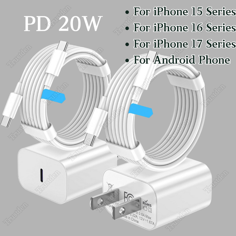 For Samsung S25 S24 S23 S22 21 20 PD 20W Adapter USB C Type-C Fast Charger Cable