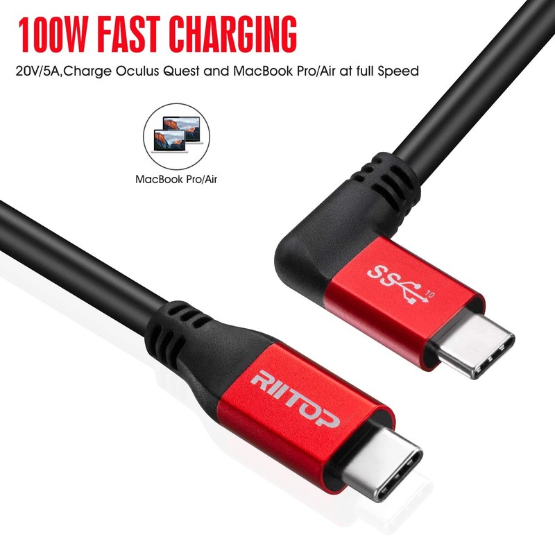 USB C to C Cable 100W [10ft], USB 3.1 C (Gen 2) Cable [Angled] with E-Marker,... gallery